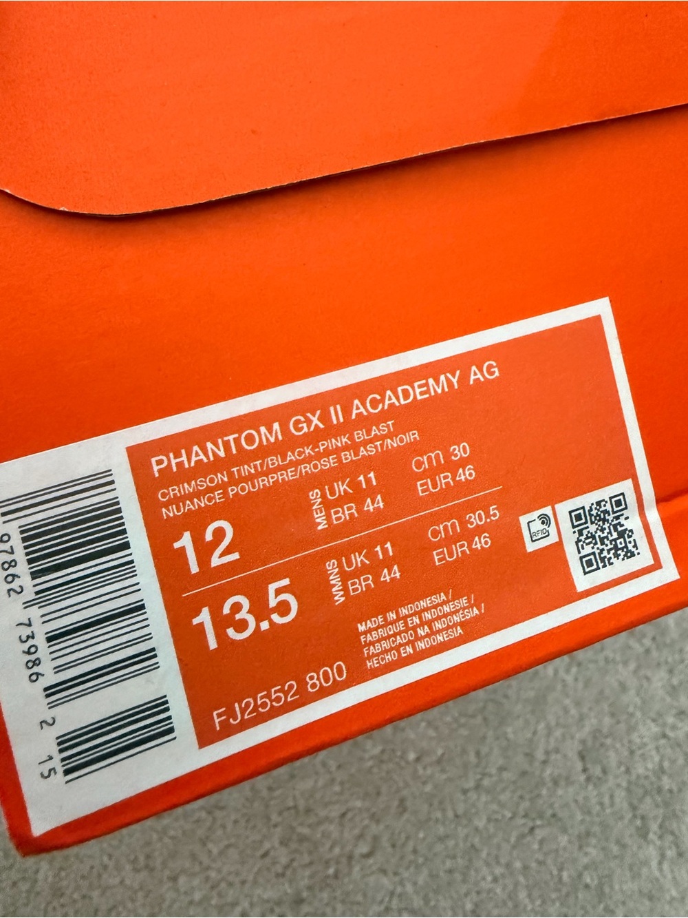 NEW Nike Men’s Phantom GX II Academy AG Soccer Cleats in Crimson Tint, size 12 - Picture 3 of 8